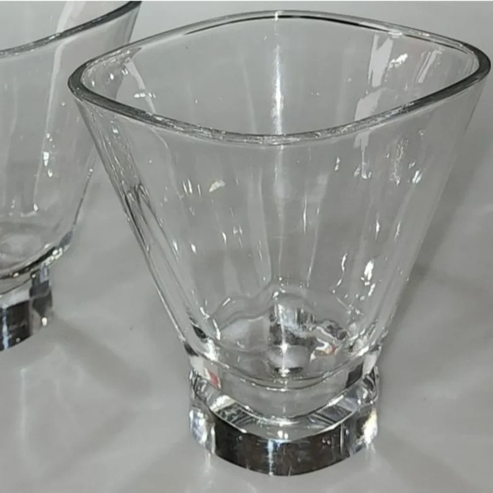 Set of Two Semi Square Cocktail Dessert Martini Crystal Drinking Glass‎ 7.5 Oz